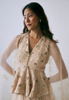 Pearled Sand Peplum Lehenga Set