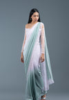Rosemary And Lavender Ombre Pre-Draped Saree