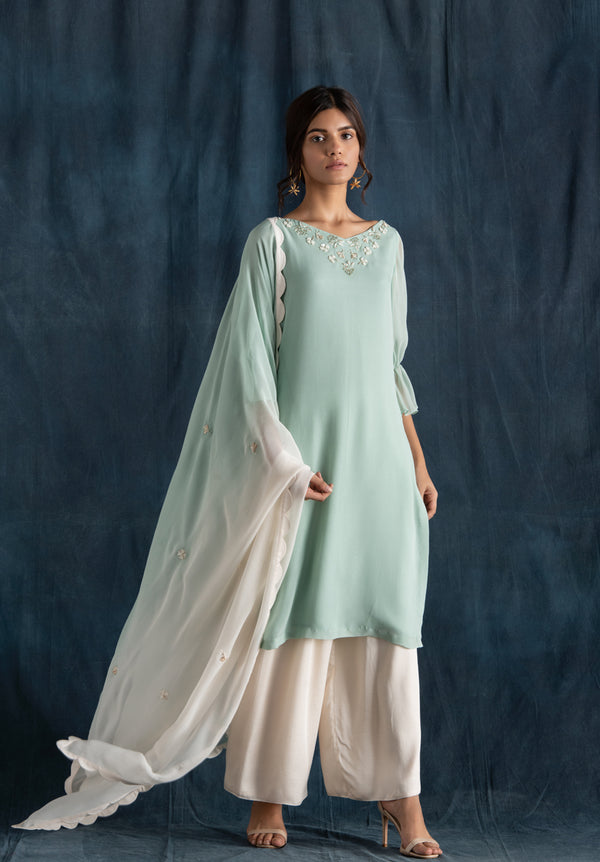 Mint And Ivory Kurta Set
