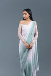 Rosemary And Lavender Ombre Pre-Draped Saree