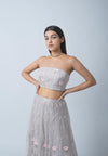 Mist Grey Morning Glory Lehenga Set