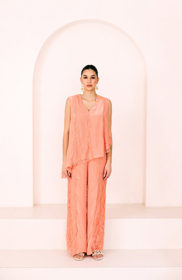 Peach Sunset Asymmetrical Tunic Set