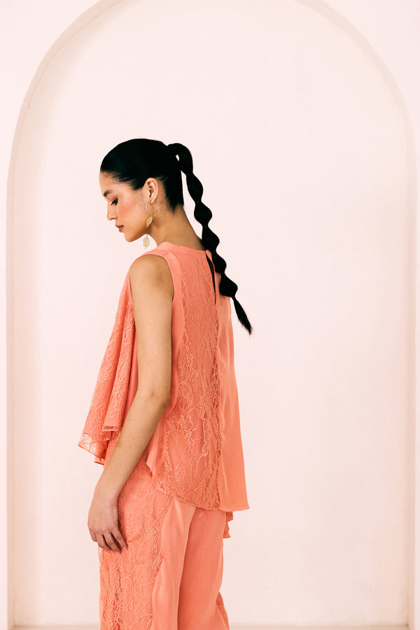 Peach Sunset Asymmetrical Tunic Set