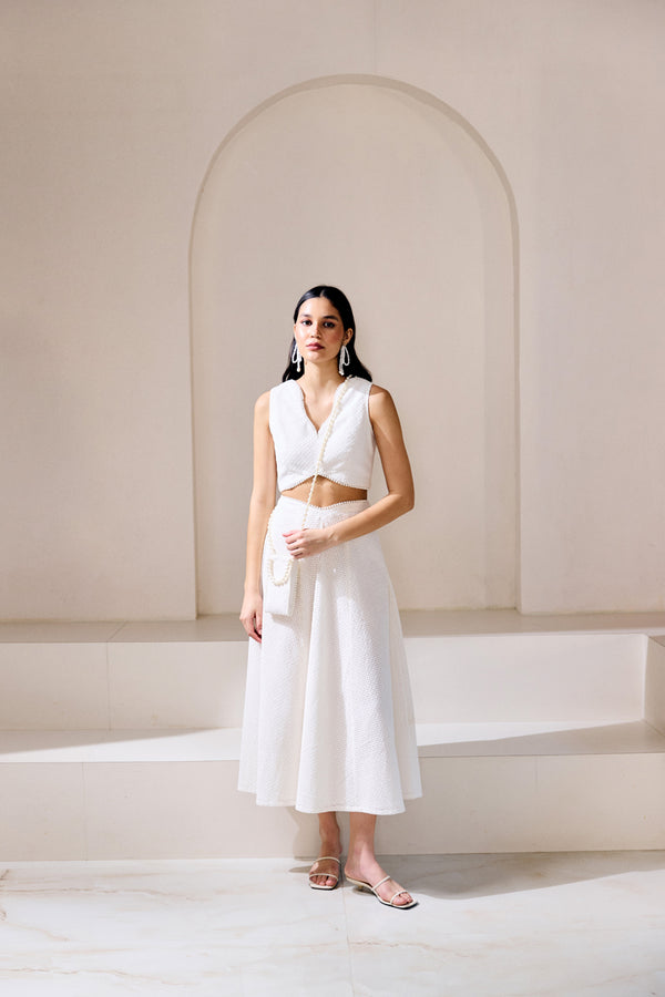 White Noontide Top & Skirt Set
