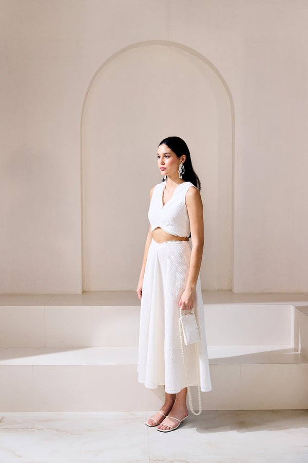 White Noontide Top & Skirt Set
