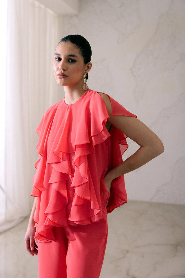 Coral Red Making Waves Tunic Set