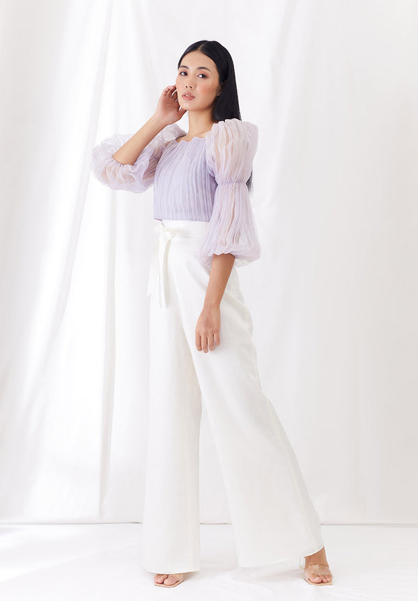 Lilac Organza Billow Sleeve Top