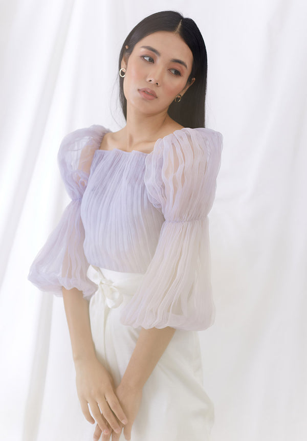 Lilac Organza Billow Sleeve Top