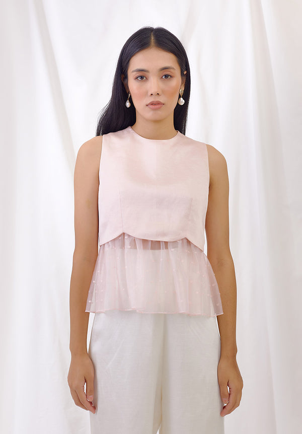 Rosewater Contrast Peplum Top