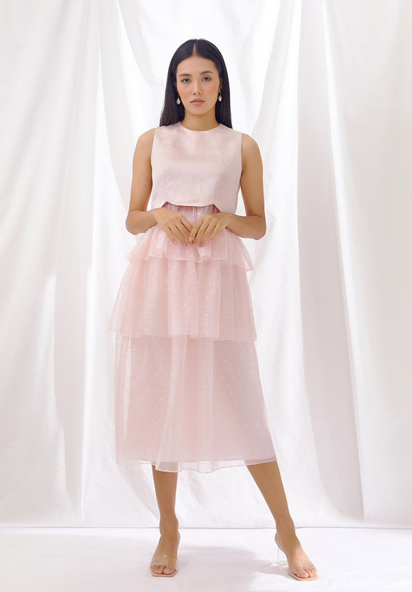 Rosewater Peplum Top And Skirt Set