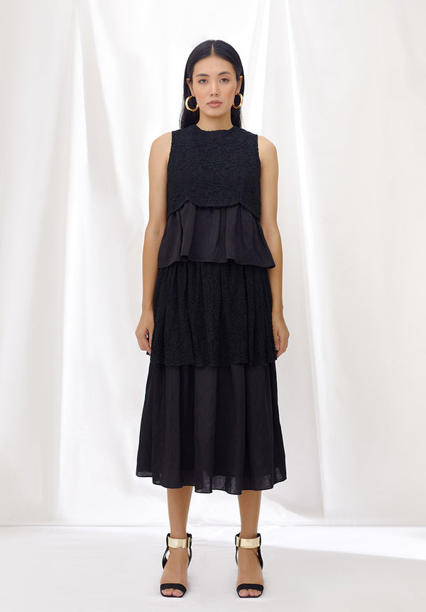 Midnight Contrast Peplum Top And Skirt Set