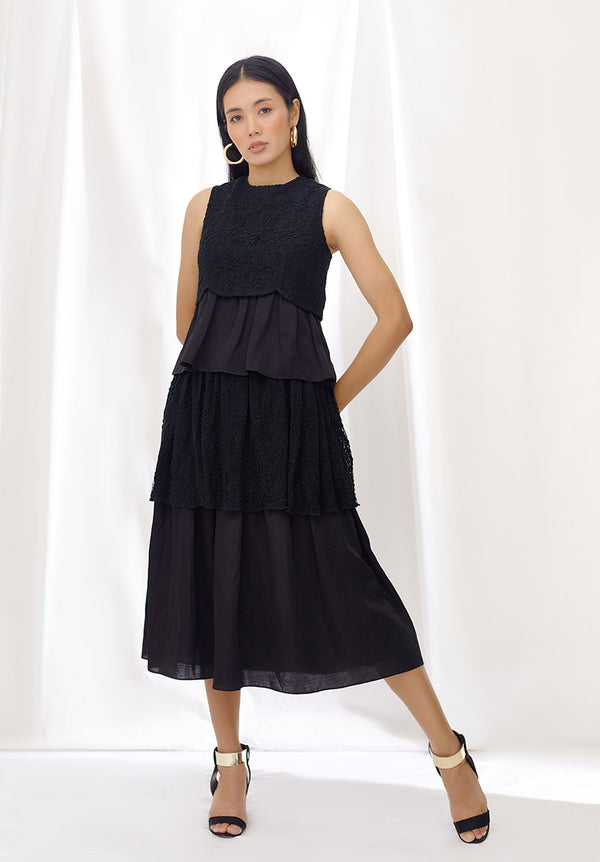 Midnight Contrast Layered Skirt