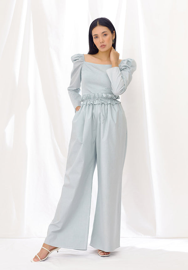 Seafoam Bodysuit And Drawstring Pants Set