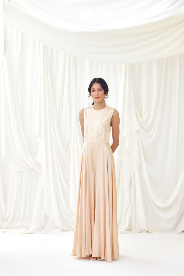 Bewitched Blooms Jumpsuit in Pearled Sand
