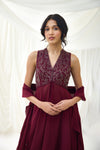Cosmic Feelings Sharara Set in Burgundy