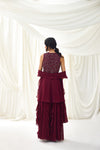 Cosmic Feelings Sharara Set in Burgundy