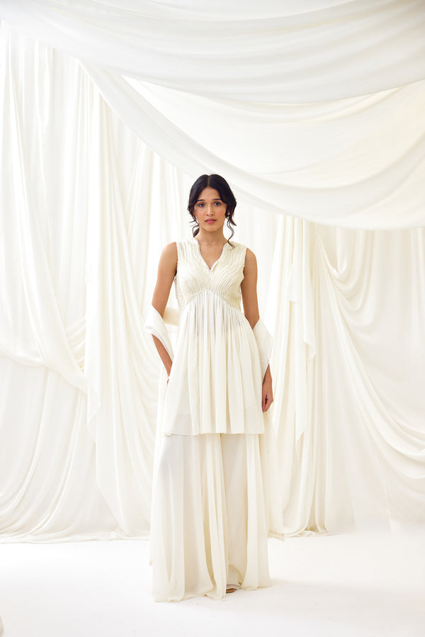 Milky Way Sharara Set in Ivory