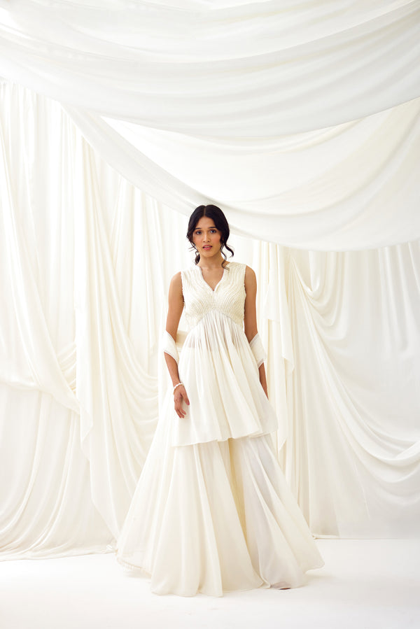 Milky Way Sharara Set in Ivory