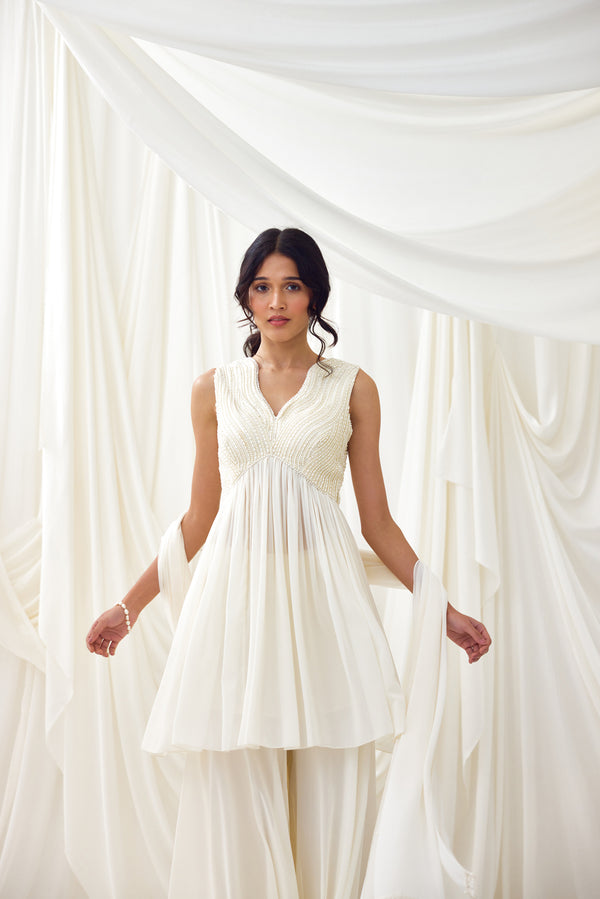 Milky Way Sharara Set in Ivory