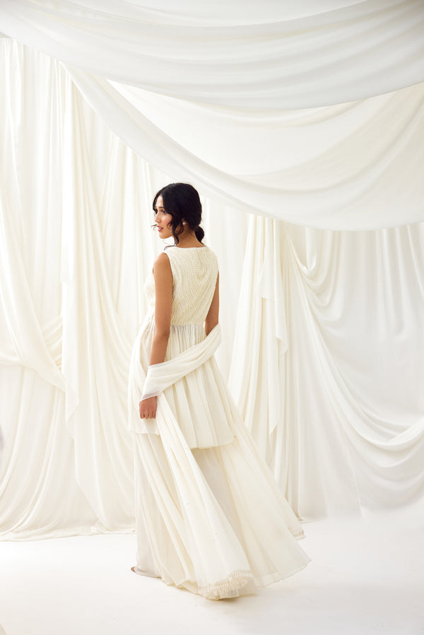 Milky Way Sharara Set in Ivory