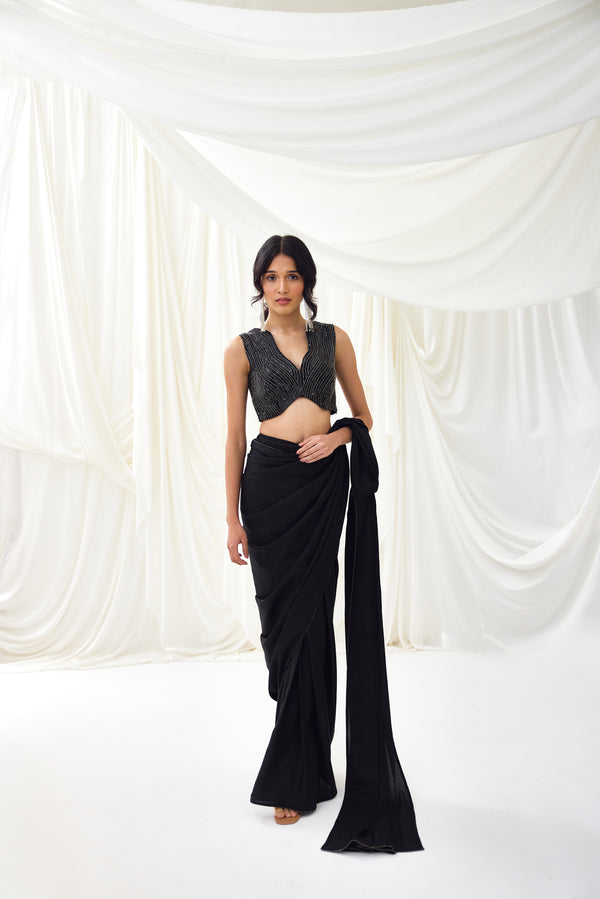 Midnight Waltz Pre-Draped Saree