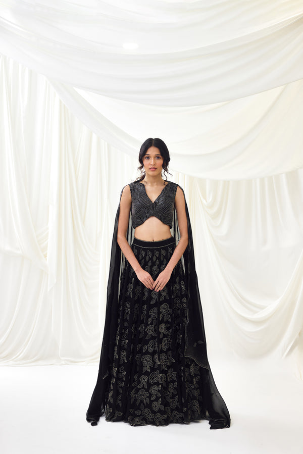 Nocturnes Lehenga Set in Black