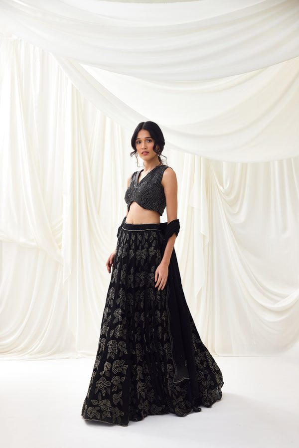 Nocturnes Lehenga Set in Black