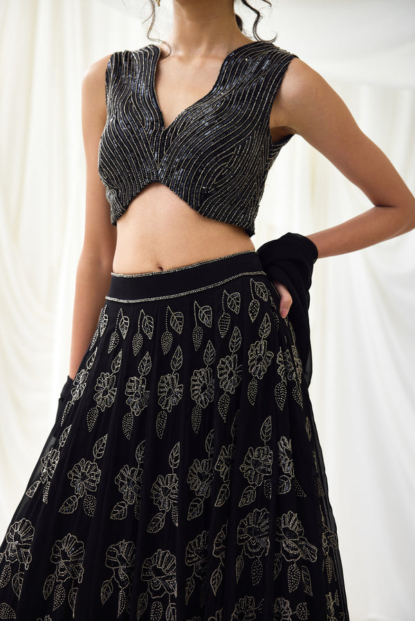 Nocturnes Lehenga Set in Black