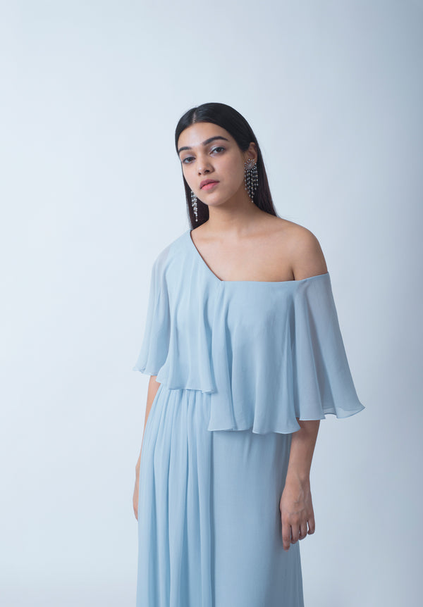 Cloud Blue Asymmetrical Panel Dress