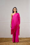 Deep Fuchsia Cape Set with Fringe