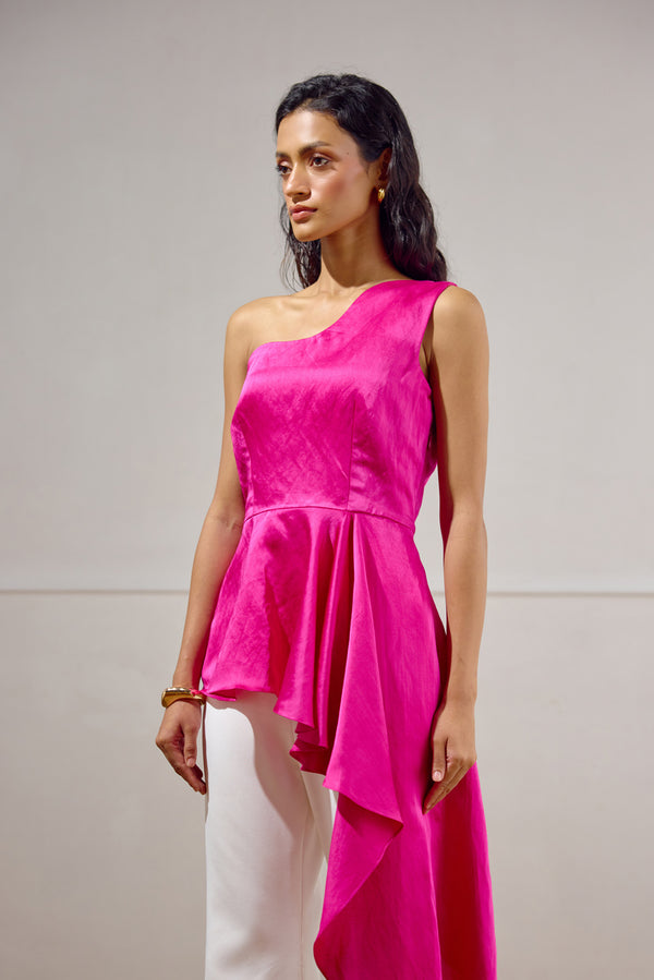 Cascade Asymmetrical Peplum Top