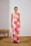 Sunset Soiree Printed Wrap Dress