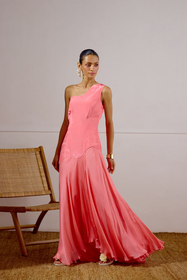 Flurry Drop Waist Dress in Pomelo