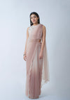 Blush And Rose Ombre Pre-Draped Saree