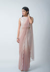 Blush And Rose Ombre Pre-Draped Saree