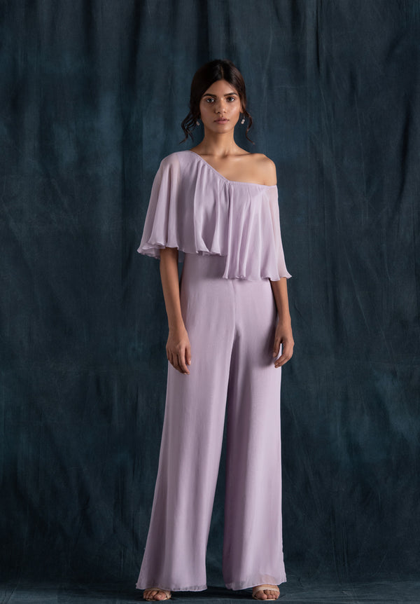 Lilac Jumpsuit With Cape