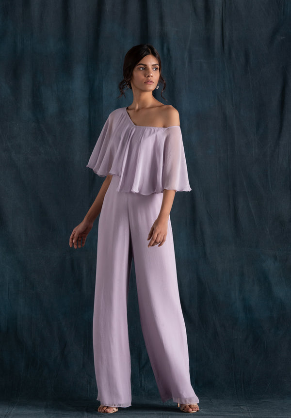 Lilac Jumpsuit With Cape
