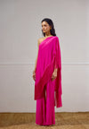 Deep Fuchsia Cape Set with Fringe