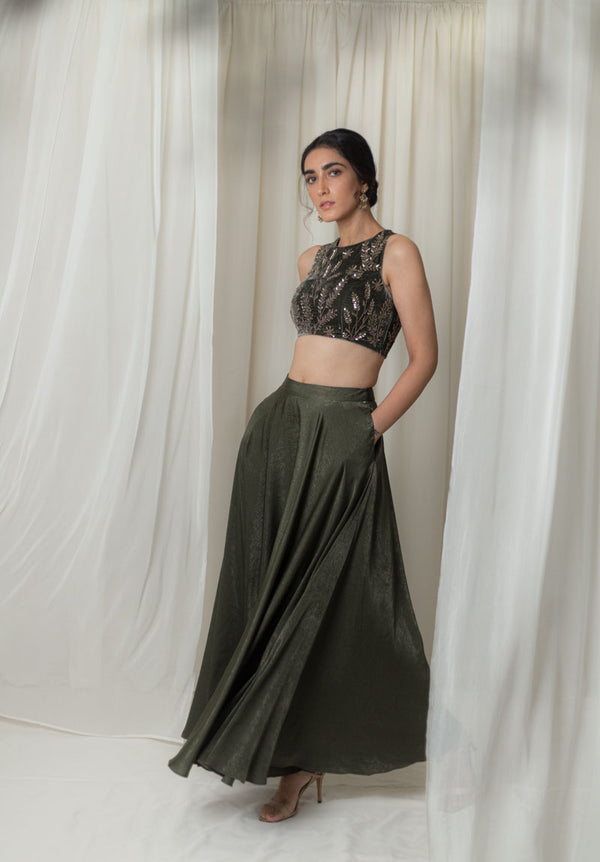 Olive Lehenga Set