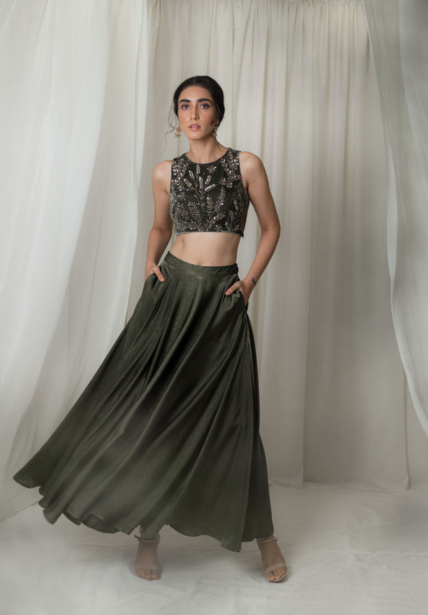 Olive Lehenga Set
