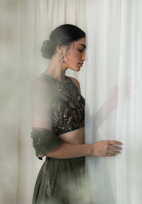 Olive Lehenga Set