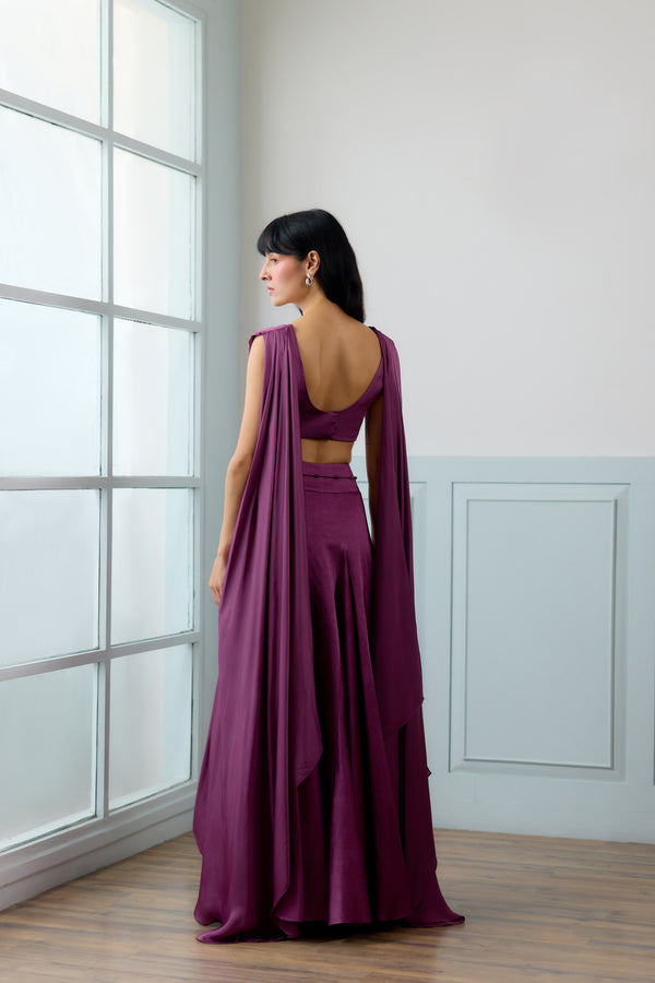 Horizons Lehenga Set in Mulberry