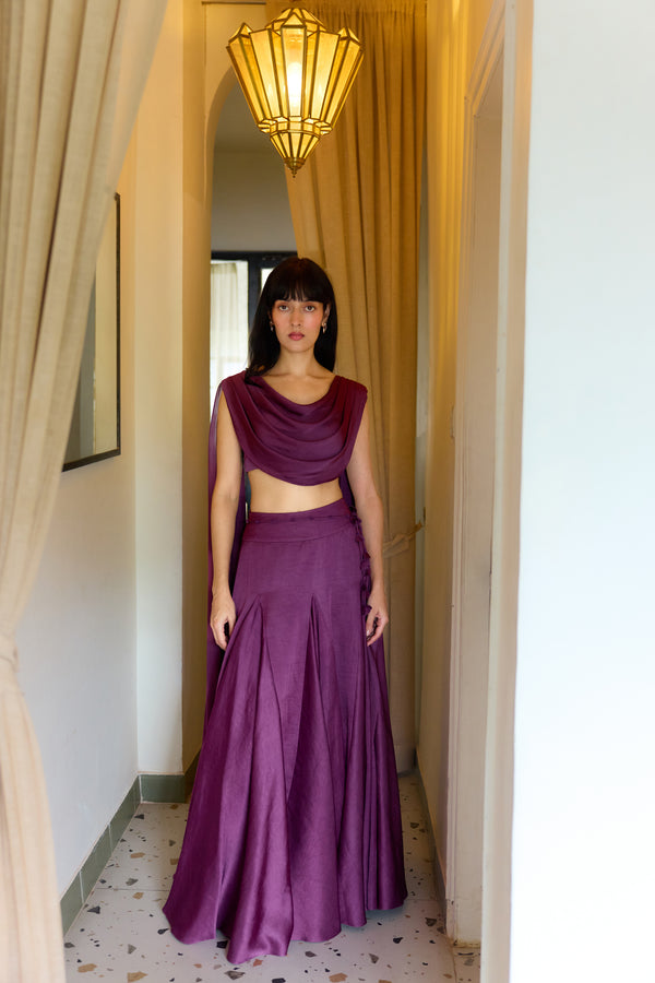 Horizons Lehenga Set in Mulberry