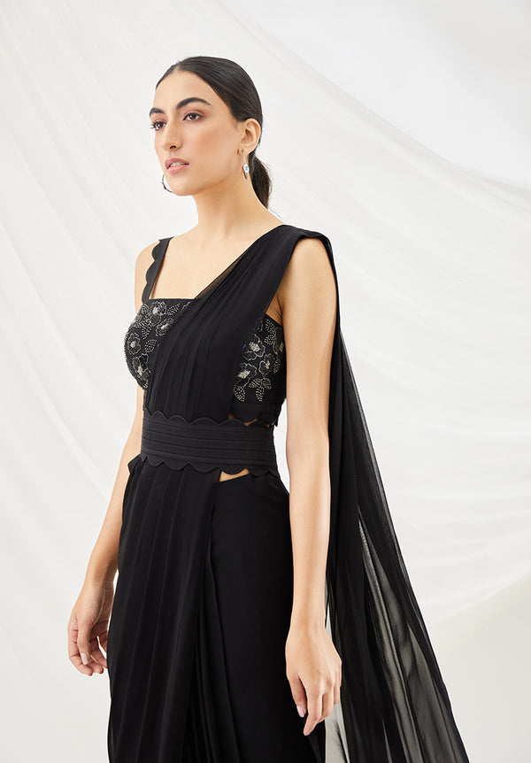 Midnight Cloudland Pre-Draped Saree