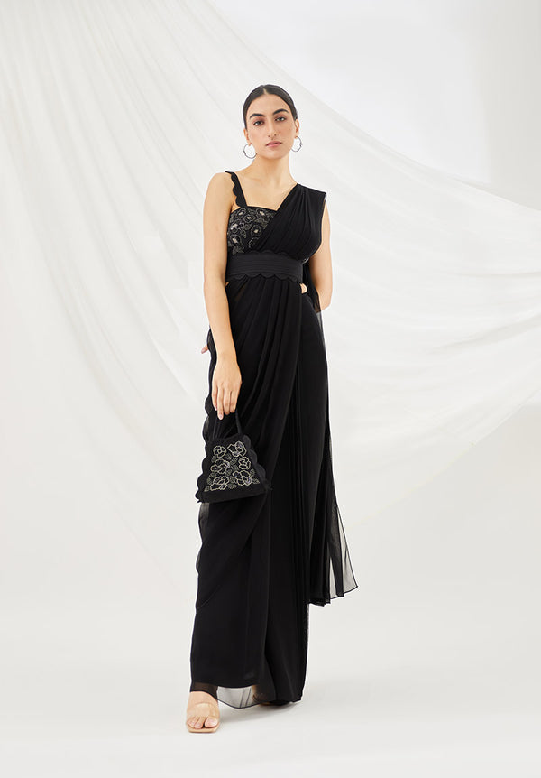 Midnight Cloudland Pre-Draped Saree