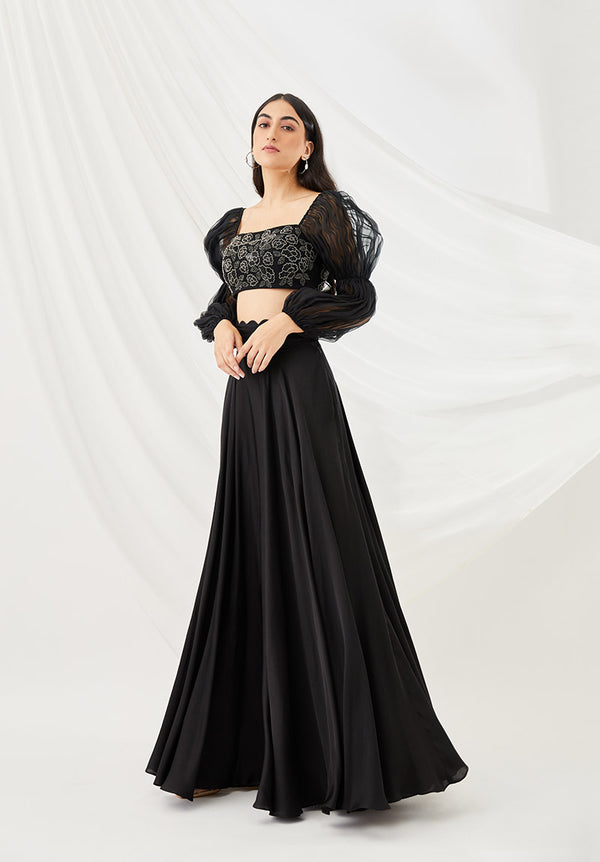 Midnight Billow & Breeze Lehenga Set