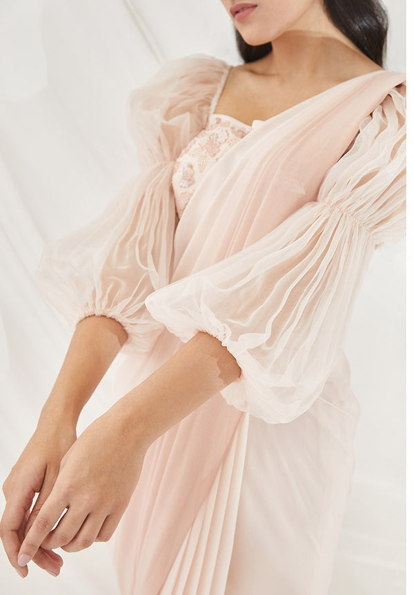 Blush Ombre Pre-Draped Saree