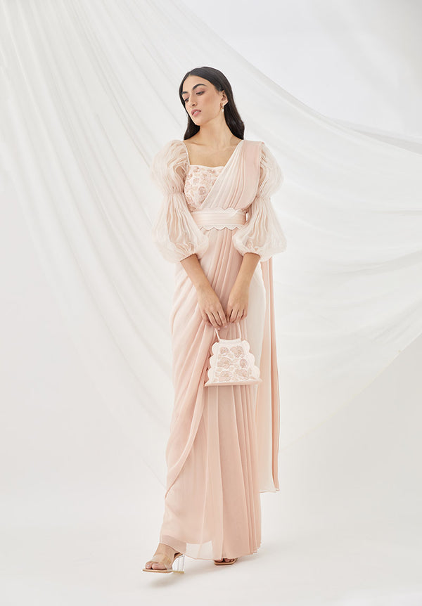 Blush Ombre Pre-Draped Saree