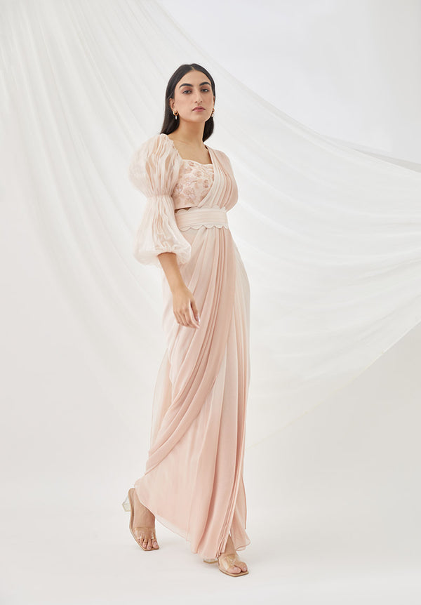 Blush Ombre Pre-Draped Saree