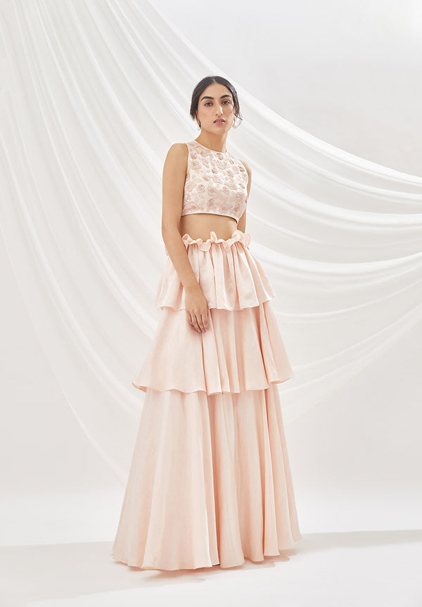 Blush Layered Lehenga Set